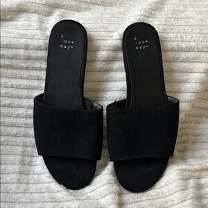a new day Black Wide-Band Slide Sandals